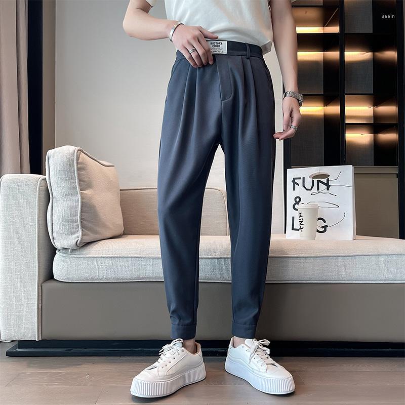 

Men's Pants Spring Ankle Length Men Casual With Belts Streetwear Cool Baggy Joggers Loose Harem Trousers Plus Size S-3XL, Black