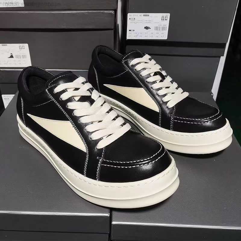 

Street High Man RO Rick Casual Shoes Women Canvas Owens Contrast low-top sneakers Black Lace Up Designer Boots With Box 35-46, As pic6