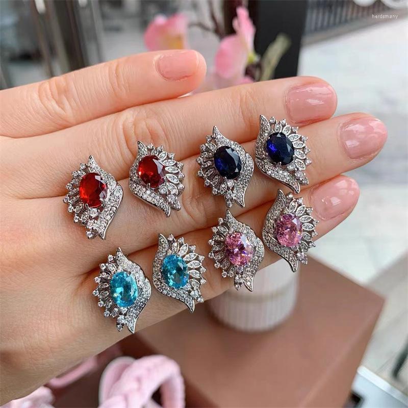 

Stud Earrings High Grade Color Zircon Women Fashion Jewelry Prom Party Accessories Noble Gift D1720