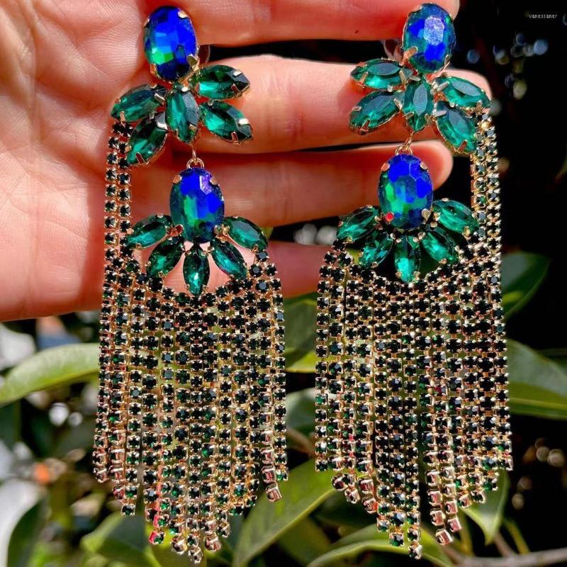 

Dangle Earrings Vintage Luxury Shiny Rhinestone Tassel For Woman