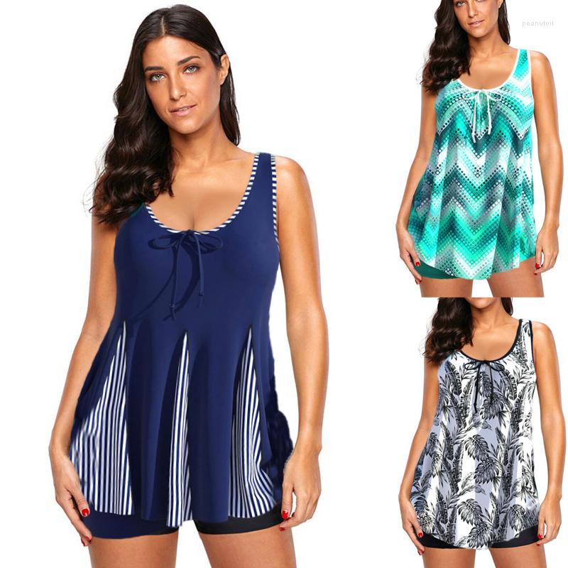 

Women's Swimwear Women Large Size Floral Printed Tankini Fashion Sexy Dress Print Swimsuit With Shorts Two Piece Bathing Suit, Green