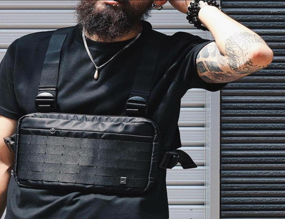 

Waist Bags Cross Body Chest Rig Bag Streetwear Black Hip Hop Fanny Pack Men Adjustable Tactical Kanye Packs19177049