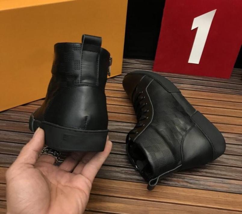 

Luxury New Mens High Top Cowboy Shoes HighCut Ankle Boots 100 Genuine Leather Outdoor sport Shoes Original BoxSZ38452968049, Black