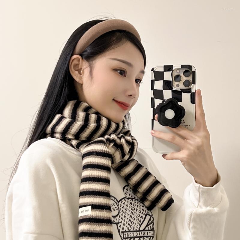 

Scarves Two Color Stripe Knitted Winter Cashmere Warmer Scarf Fashion Ladies Travel For Women