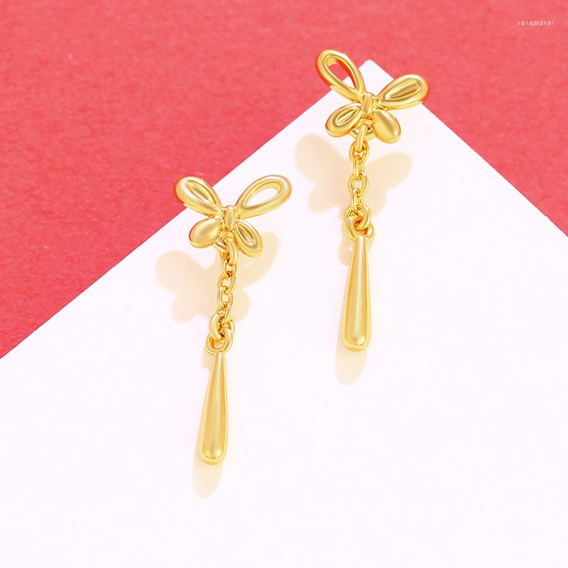 

Dangle Earrings High Quality 24k Gold-plated Butterfly For Women Wedding Engagement Charm Jewelry Party Gift