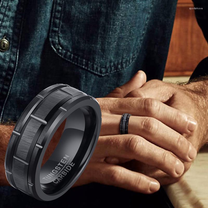 

Wedding Rings UNIQUE LINK PATTERN BAND IN BLACK TUNGSTEN CARBIDE MEN RING 8MM
