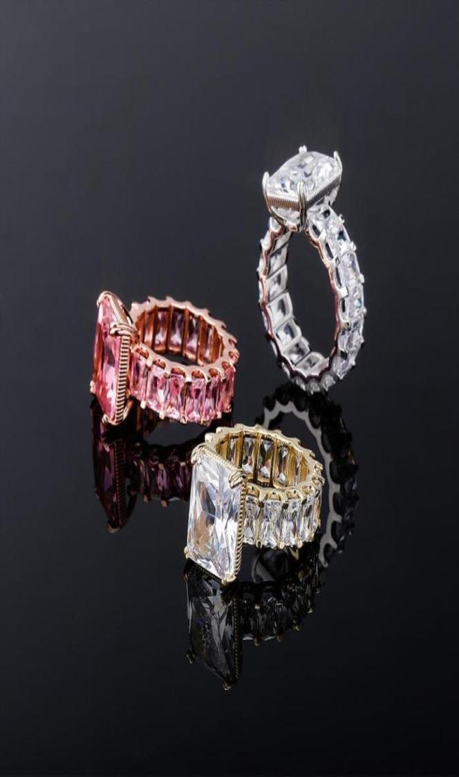 

2021 Goldplated Copper Iced Out High Quality Cubic Zirconia Tennis Ring Hip Hop Punk Bling Fashion Jewelry For Women Gift7609219