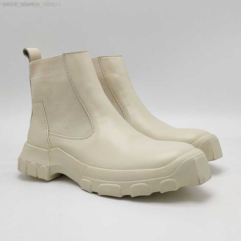 

Man's Rick Causal Shoes RO Owens Winter Vintage High-top Chelsea Boot, Beige