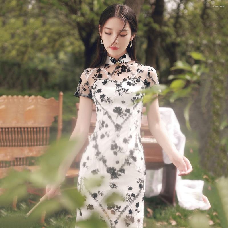 

Ethnic Clothing Chinese Cheongsam 2023 Sexy Girl Elegant Improved Dress Lace Retro Qipao Dresses Traditional
