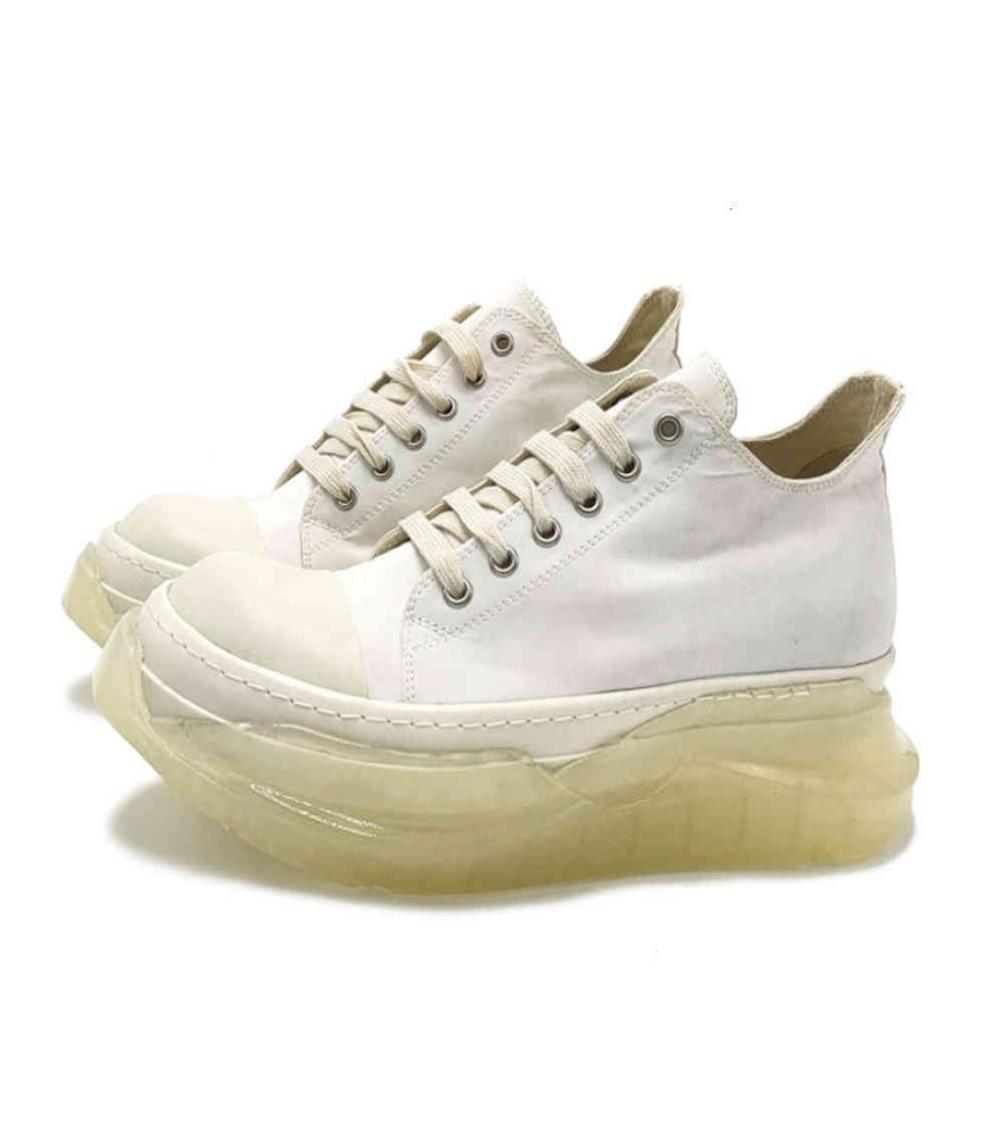 

Guangzhou autumn ro low top casual leather lace up transparent thick soled elevated sneakers shoes9967259, White