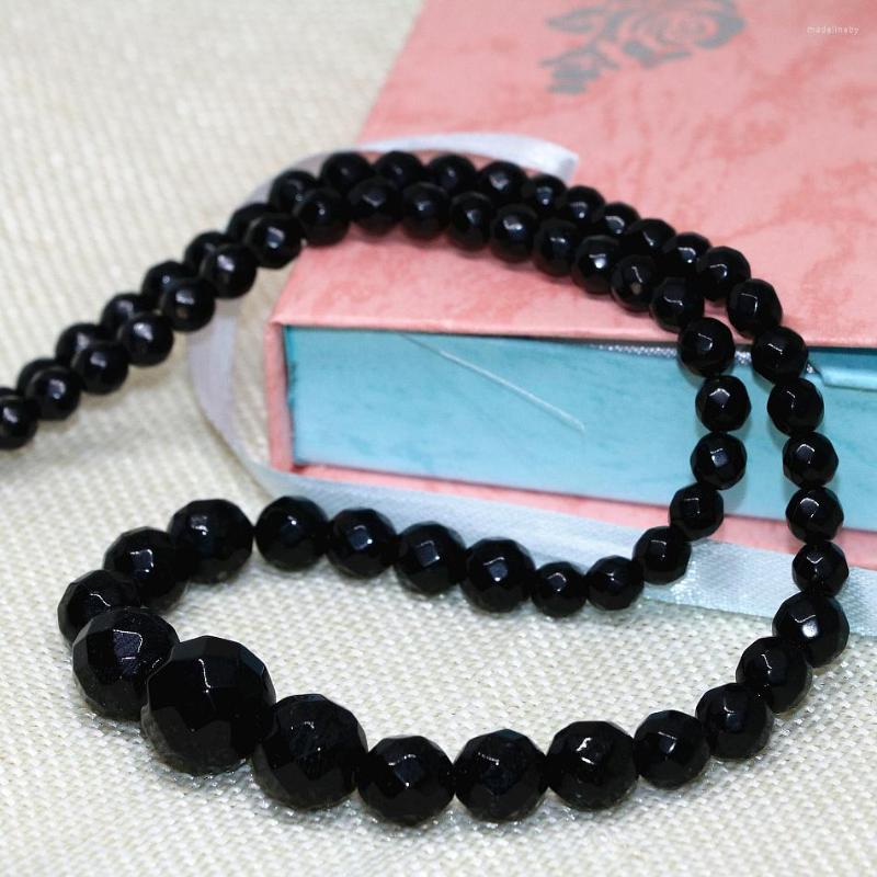 

Chains Classical 6-14mm Black Carnelian Onyx Agat Faceted Round Beads European Necklace Choker Jewelry Making 18" MY4325