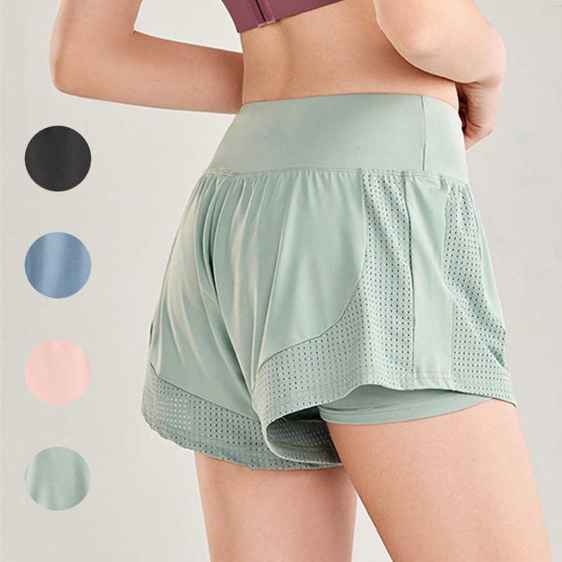 

Yoga Outfits lu Women' fitness sweatpants Outdoor running fast dry fake two-piece mesh breathable yoga fake two-piece shorts 1E0Z