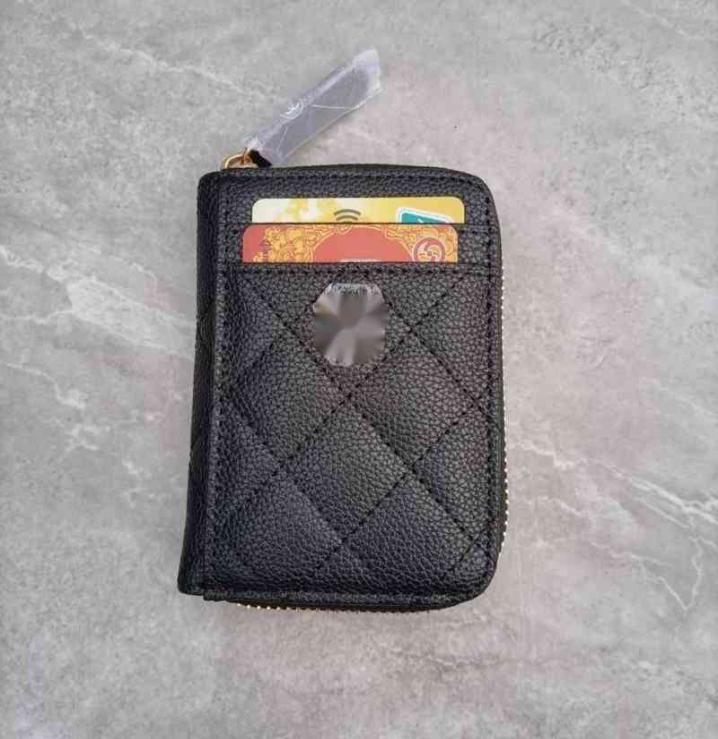 

High Quality Brand design Letter Quilted CC chain short wallet lambskin women039s le boy pocket caviar Leather zipper card pack7252966, Red
