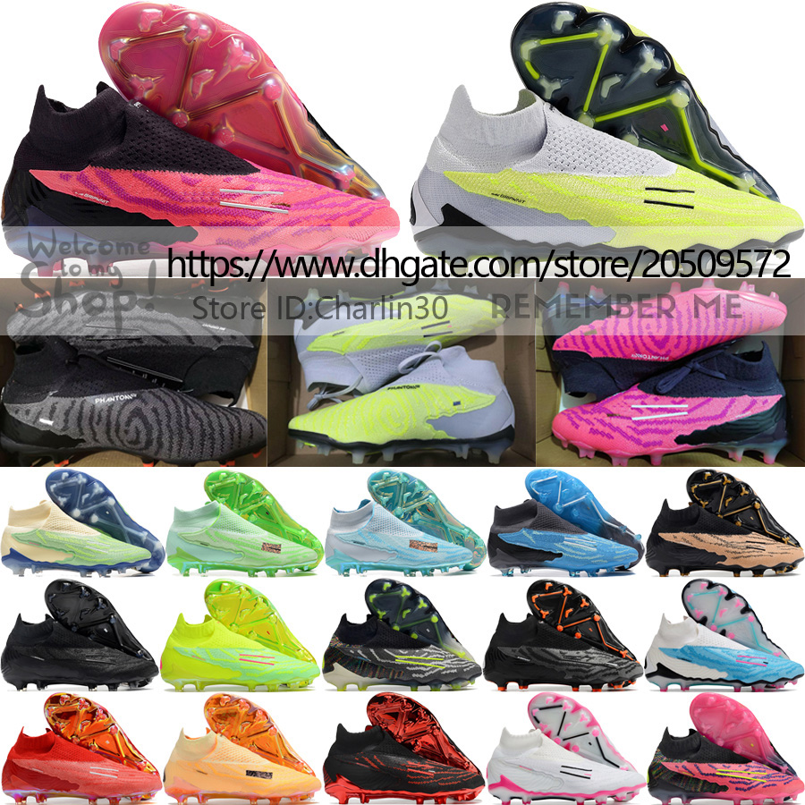 

Send With Bag Quality Soccer Boots Phantom GX Elite FG Ghost Knit Socks Football Cleats Mens High Ankle Firm Ground Leather Lithe Training Soccer Shoes Size US 6.5-12, Low 13
