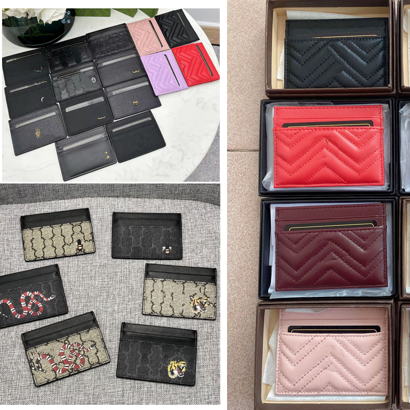 

Designer Card Holder Men Womens Cards Canvas Leather Holders luxury Black Lambskin Mini Double Sided Wallets Coin purse Leather Bag Handbags Tiger Snake Cardholde, 27