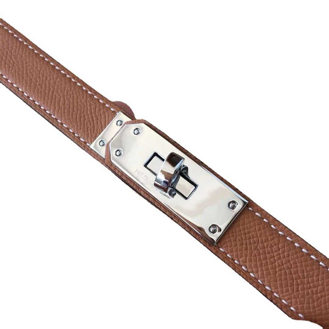 

Designer Kelly Belt Women's Lock H Home Retractable 18mm Thin Head Layer Cowhide Palm Pattern One SizeSMYC