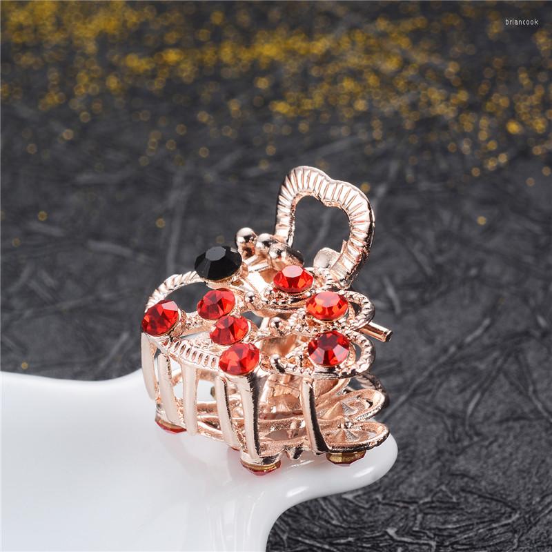 

Hair Clips Fashion Brands Elegant Women Girls Crystal Ornaments Gold Color Peacock Small Crab Wedding Jewelry
