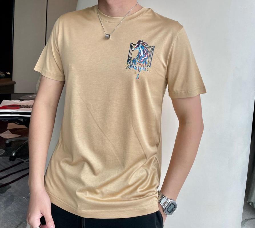 

Men's T Shirts Er044 Fashion Men's Tops & Tees 2023 Runway Luxury European Design Print Party Style T-Shirts Clothing, Khaki