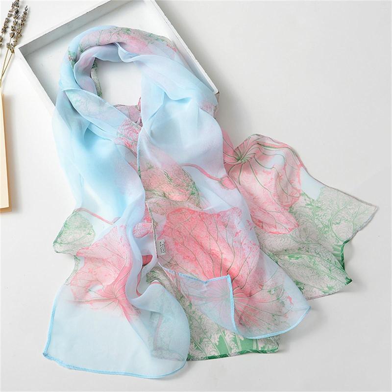 

Scarves Fashion Women Flower Print Shawl Ladies Long Soft Wrap Scarf Simulation Silk Spring Summer Beach