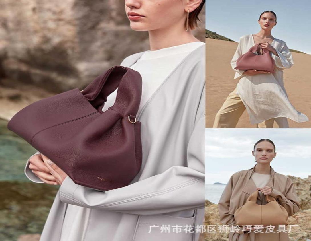 

2022 New French Polene Square No 9 Poleno Dumpling Bag Leisure Leather Single Shoulder Cross8006959, Nude