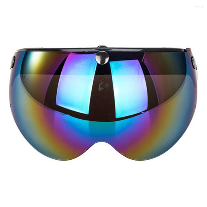 

Motorcycle Helmets 3-Snap Anti UV Helmet Visor Protection Outdoor Retro Racing Universal Professional Anti-fog Lens Front Flip Up, Light brown