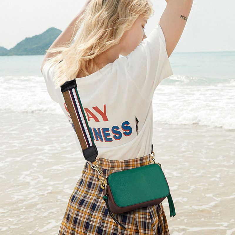 

NXY Evening Bags Designer Handbag Korean Women Bag M Wide Shoulder Strap Fashion Color Matching Camera Shoulder Bag Messenger 220211, Khaki
