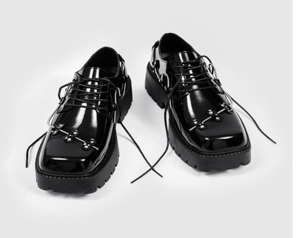 

Spring Decorated Men039s Dress Shoes Minimalist Derby Shoe Square Toe Retro Men Platform Fashion Shoes5173768, Black