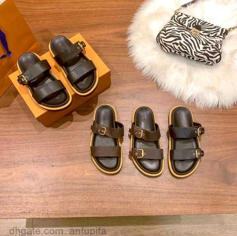 

Couples Fashion Retro Presbyopia Slippers Designer Buckle Latch PU Leather Flip-Flops Men Women's Leisure Sandal Summer Flat Bottom Outdoor, Black 01