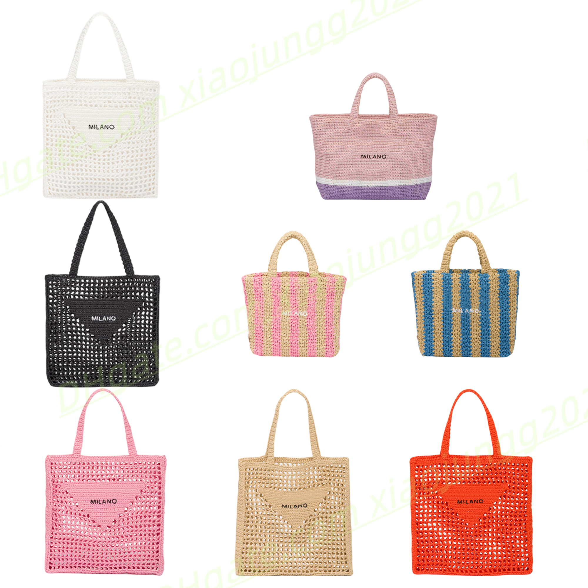 

Top designer Weave Coconut Women Straw Shopping Bags Wine Coconut Fiber Tote Bags Ladies Summer Fashion Beach Hand bags Luxury Plain Large Capacity shoulder bags, 3 light blue