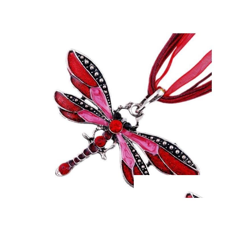 

Pendant Necklaces Necklace Sier Dragonfly Statement Pendants Vintage Rope Chain Women Accessories Drop Delivery Jewelry Dhg56