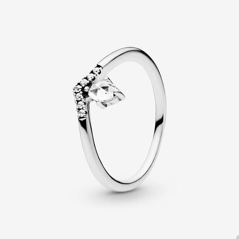 

Classic Wishbone Ring for Pandora Authentic Sterling Silver Stacking Rings designer Jewelry Set For Women Girls Sisters Crystal Diamond ring with Original Box