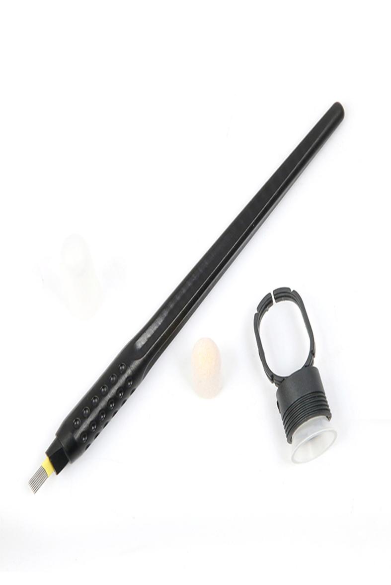 

Black Disposable Microblading eyebrow tattoo Pen With 18U15M1PCD14 Needles Eyebrow Blade Manual Microblade Needle7381623