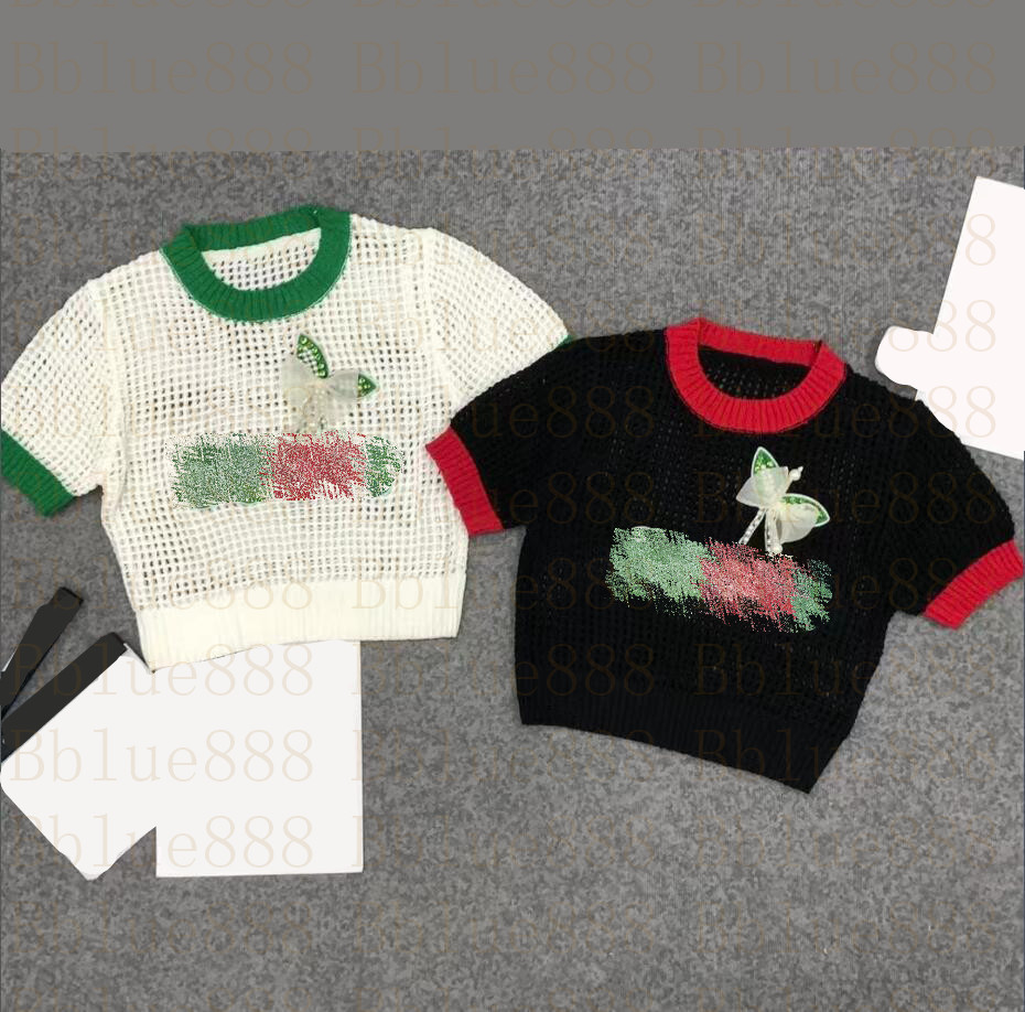 

Women's T-shirt Knitted Temperament Age Reducing Top Garden Neck Hollow Short Sleeve Top 525