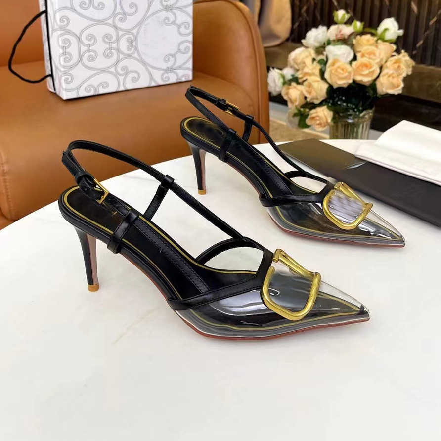 

Luxury designer women sandals thin high heels pointed toe shoes genuine leather party wedding dress buckle size 35-43 with bag box