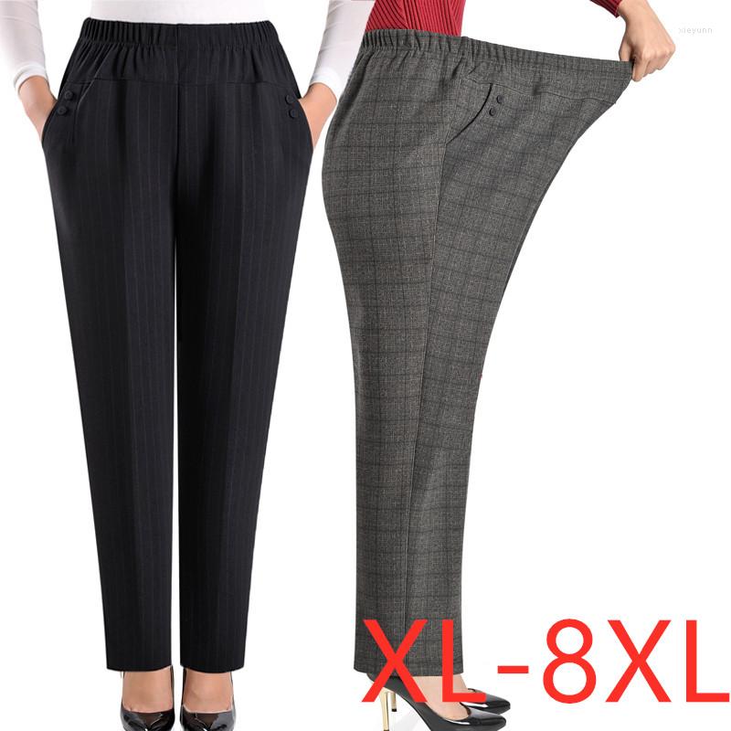 

Women's Pants Extra Large Size Women Loose High Elastic Middle-aged Clothing 6XL 7XL 8XL Autumn Female Trousers, Lattice autumn