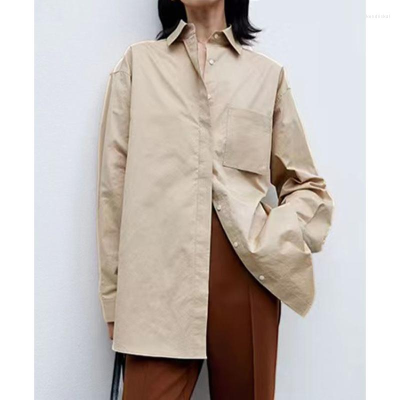 

Women' Blouses 2023 Spring Shirt Women Blouse Femmes Loose Cotton Angle Pocket Silhouette Layered Shirts Single-breasted Solid Cardigan Top, Purple