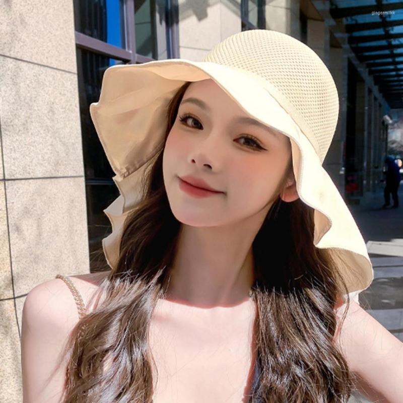 

Wide Brim Hats Elegant Women Sun Hat Sunscreen Beach Cap Elastic Neck Protection Lady Summer Anti-UV, Black