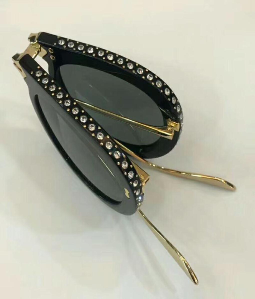 

0307s Sunglasses Glasses alone Folding Black Rhinestone Lens 0307 Fashion Sunglasses Eyewear Summer New with Box9281482