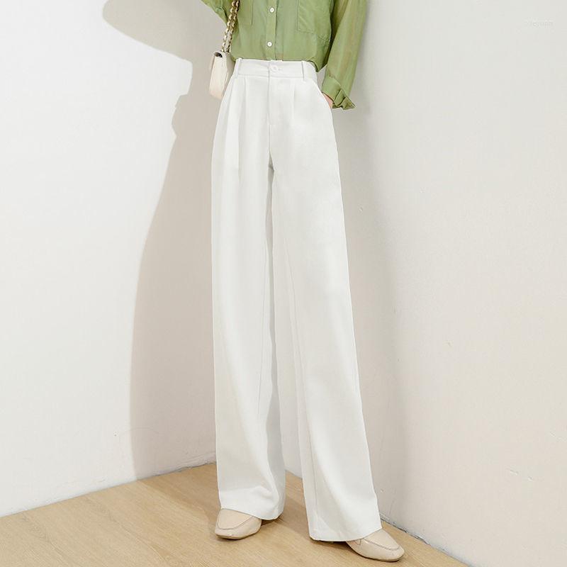 

Women's Pants Office Lady Fashion Loose Wide Leg Suits Korean Spring Summer Thin Women Clothing High Waist Casual Straight Trousers 5XL, Black
