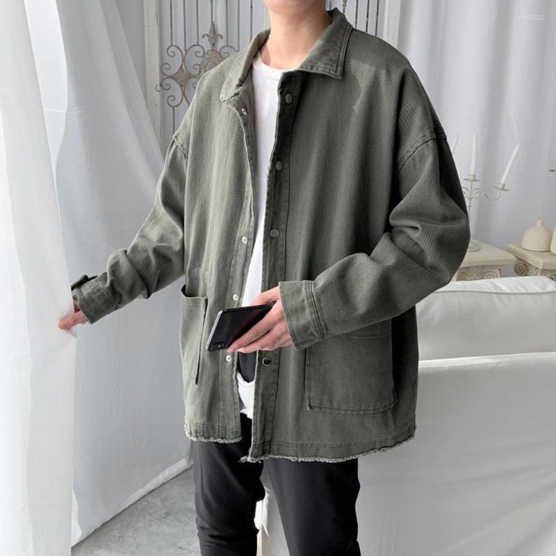 

Men's Jackets Attractive Autumn Jacket Pocket Design Washable Men Spring Lapel Casual Coat Costume, Black