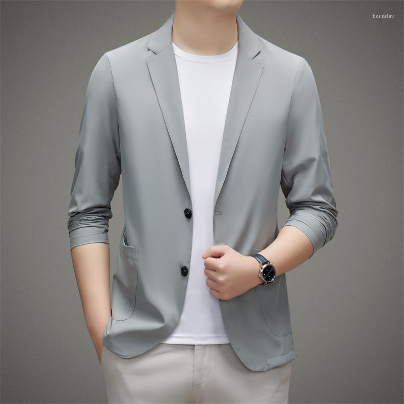 

Men's Suits Summer Sunscreen Men For Blazer 2023 Ultra-thin Lightweight Smart Casual Suit Jackets Classic Solid Single Breasted Coats, Beige
