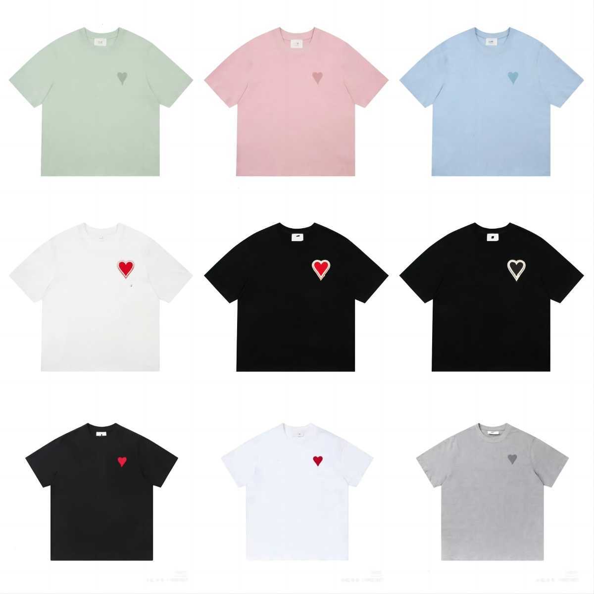 

Designers Amis Paris shirit 2023ss Spring Classic Heart Solid Color Big Love Round Neck Heart Short Sleeve T-shirt for men and women su68, 28