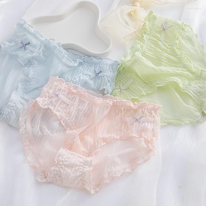 

Women's Panties Sexy Gauze Perspective Women Skin-Friendly Underwear Cute Candy Color Briefs Bowknot Fashion Ladies Lingerie, Blue