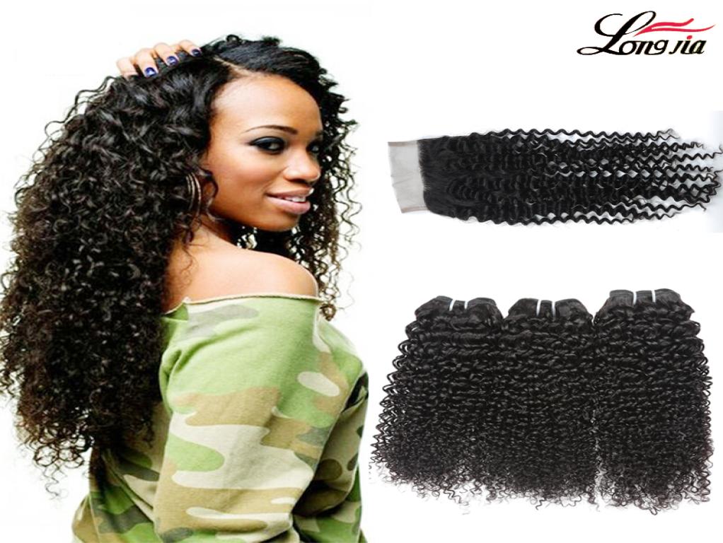 

Kinky Curly Weave Human Hair Bundles with Lace Closure Malaysian Hair Weave 3 Bundles with Closure Curly 34 Bundles Virgin Human 7055960, Black