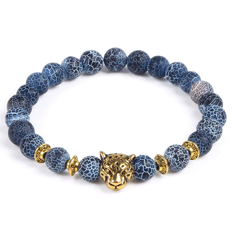 

JLN Weathering Agate Owl Head Bracelet Lion Two-Faced Buddha Bracelets For Men Women
