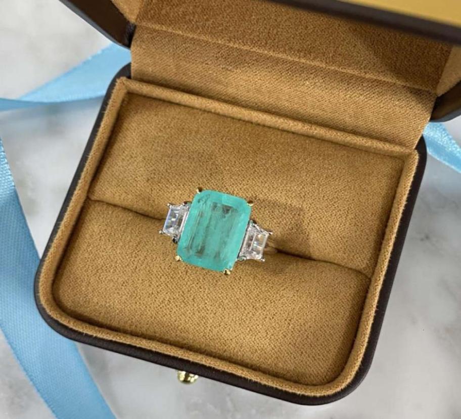 

HBP fashion luxury 2021 Paraiba S925 ring female 10 14 emerald ins9535069