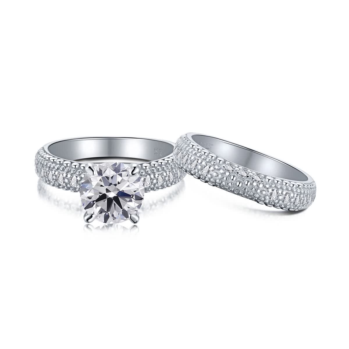 

GemKing TL120048 couple ring with name in silver unique wedding sets for him and her vintage engagement rings modern simple sport