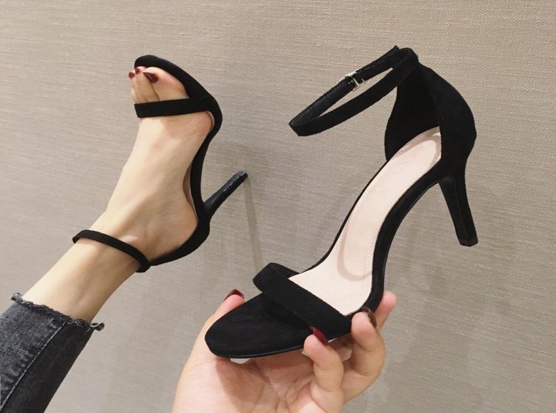 

Sandals Women039s Shoes New Fashion Open Toe with Suede High Heels Fine Heels Sexy Black Womens Shoes4318323, Red