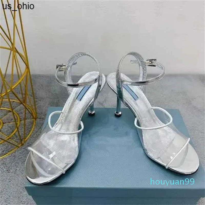 

Sandals European and American Sandals opentoe sandals women's transparent highheeled shoes 9cm classic fashion leather production standard size 35-41, Black