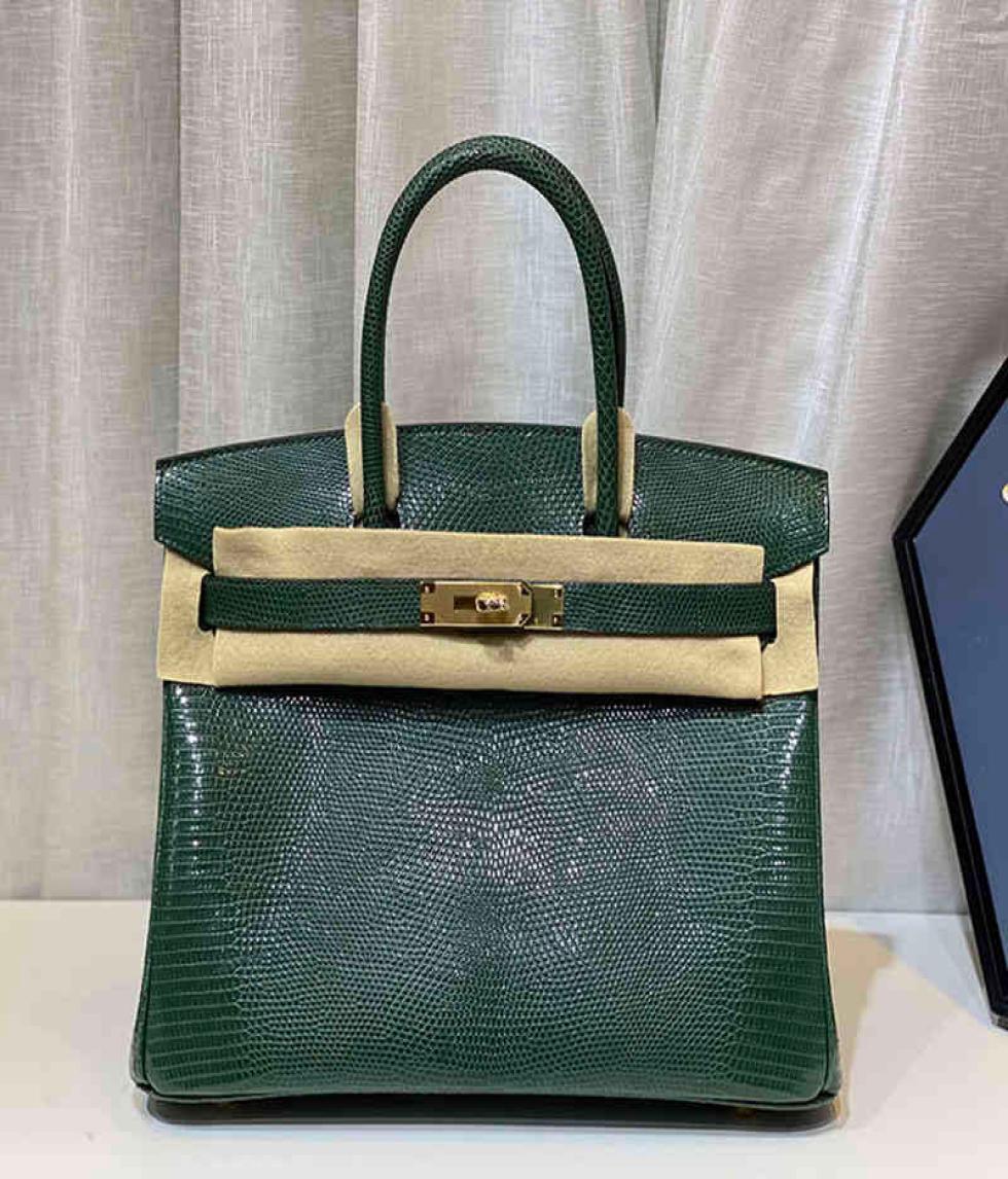 

Designer bags Hemees woman039s fashion handbag Handmade Imported Lizard Skin Portable Platinum Bag Leather Women039s Handbag4552047, Black